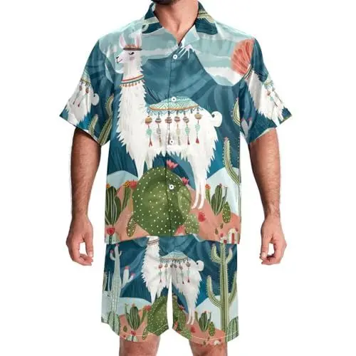Produktbild: KQNZT Herren Hawaii-Short-Set, 2-teiliges Set für Männer, Urlaubs-Outfits für Männer, Love Polka Dot Modern Schwarz Weiß, Männer Sommer Outfits, Stil 2708, XL