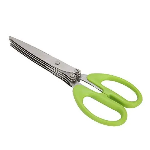 Produktbild: 5-lagige Kräuterschere mit Grünem Griff, Haushalts-Küchenschere Zum Basteln, Papierzerkleinern und Zur Gesunden Lebensmittelzubereitung