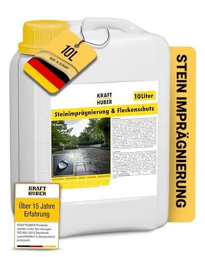 Produktbild: KRAFTHUBER® Steinimprägnierung Außen (10L = ca. 120m²) – Profi-Stein Imprägnierung für Pflaster, Beton & Naturstein – Hydrophob & UV-beständig