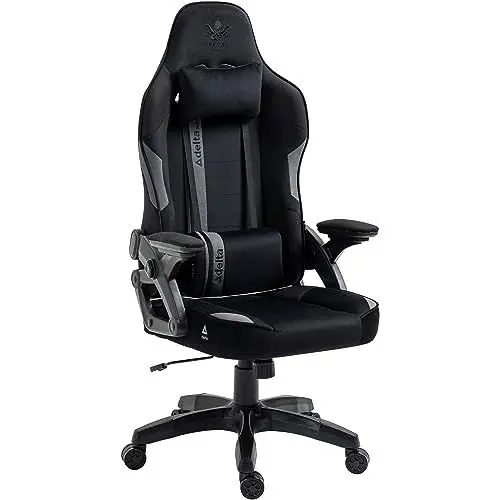 Produktbild: KRAKEN CHAIRS Gaming Stuhl Stoff - Schwarz-Grau - Bürostuhl - Ergonomisch Computer Stuhl Gamer - 130 kg Belastbarkeit - Gamerstuhl - Gamingsessel - Gaming Chair Ergonomic - Gamingstuhl - PC-Stuhl