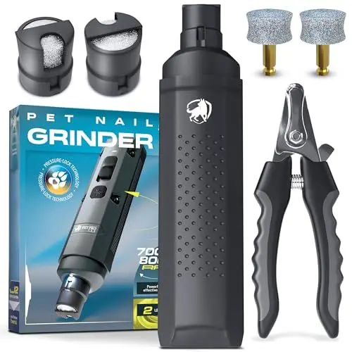 Produktbild: PETPROVED Krallenschleifer für Hunde mit LED-Licht Krallenschleifer Hund Krallenfeile für Hunde Krallenschleifer Krallenschere Hund Hundekrallenkürzer Hundefeile Krallen Nagelfeile Elektrisch (Gray)