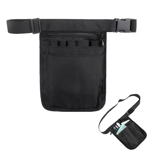Produktbild: Krankenschwester Gürteltasche, Gürteltasche Einzelhandel Krankenschwester Organizer Krankenpflegetasche mit Verstellbarer Gürtel Fächern für Schere Pflegeset (Schwarz)