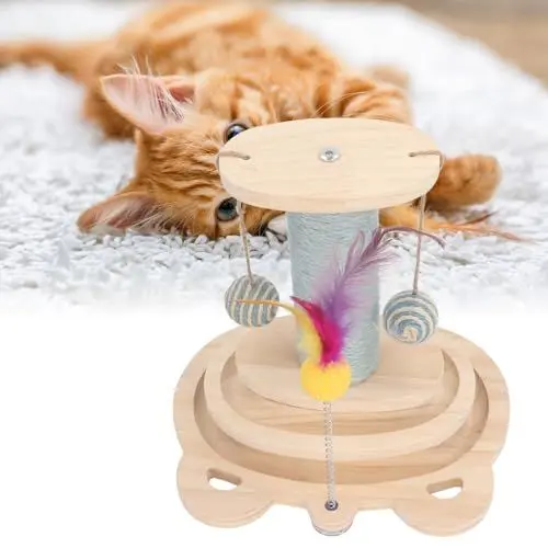 Produktbild: Kratzbaum für Katzen, Vielseitig, Robust, Interaktives Katzentraining, Kletterbaum-Kratzbaum, Niedlicher Kätzchen-Katzenbaum-Kratzbaum mit Interaktiver Kugelbahn für Katzen