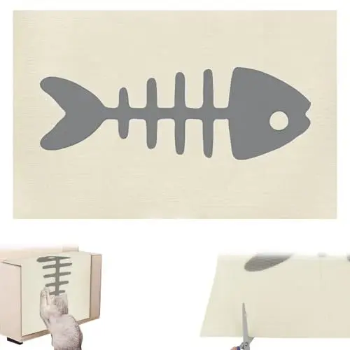 Produktbild: Kratzmatte Katze, Kratzwand für Katzen, Kratzteppich Katze mit der Fischgrätenmuster-Grafik, Kratzmatte Selbstklebend zum Schutz von Möbeln, Sofas, Wänden, 80 * 50 cm, Beige