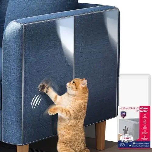 Produktbild: Kratzschutz Katze Tape, 16 Stück Sofa Kratzschutz Pad mit Selbstklebend, Doppelseitig Kratzpads für Katzen mit Selbstklebend Katze Kratzschutzfolie, Möbelschutz Möbelschoner Kratzpads