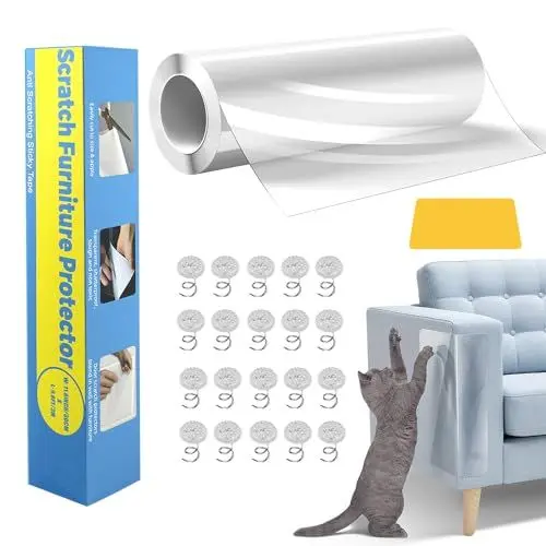 Produktbild: Kratzschutz Katze Tape 30CM*5M, Katzen Kratzschutz Sofa Transparent, Kratzfolie Katzen Selbstklebend, Kratzschutzfolie,Möbelschoner Katze Möbelschutz Kratzpads für Möbel Couch Tür Möbel Sofa