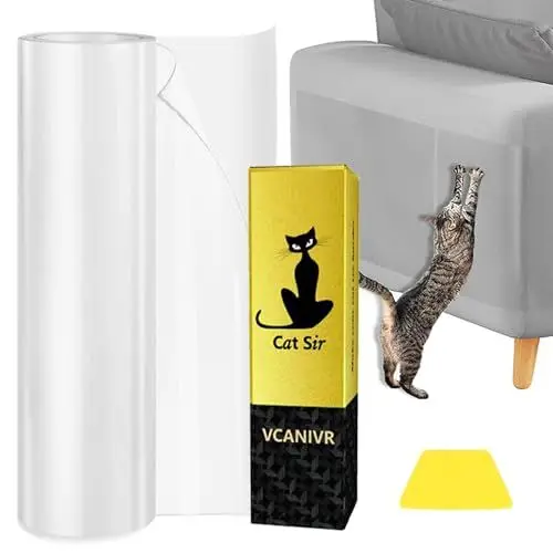 Produktbild: Kratzfolie Katzen Selbstklebend 5m x 20cm, Katzen Kratzschutz Sofa Transparent Kratzschutzfolie Couch Kratzschutz Katze Katzenfür Möbel Couch Tür Wand Kratzabwehr