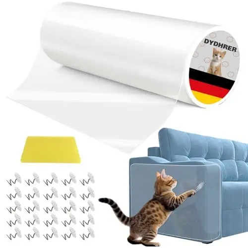 Produktbild: Katzen Kratzschutz-Kratzschutz Sofa Katze 20cmx5m-Kratzschutz Katze-Anti Kratz Folie für Katzen-Couch Schutz Katze für kratzschutz tür Wand Kratzabwehr Von Katzen Hunde mit 25 Spurlose Nägel-Spachtel