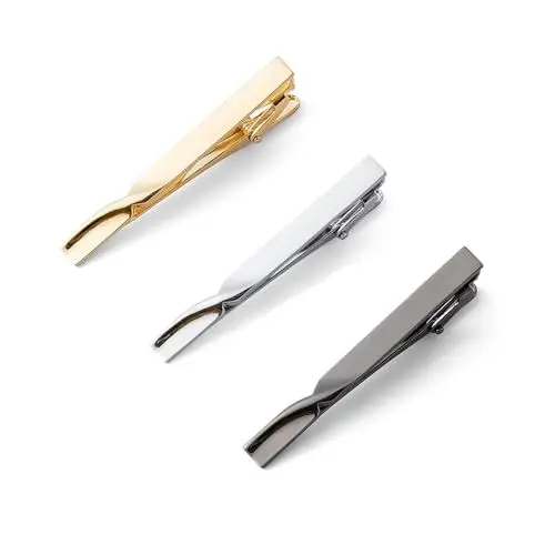Produktbild: Krawattenklammer, 3 Stück Klassischer Krawattennadel Gold Silber Schwarz Dünn Krawattennadeln für Herren Business-Stil Tie Clip Set für Geschäft JubiläUm Party (6 cm)
