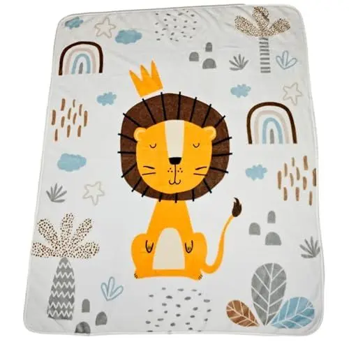 Produktbild: kreativherz - Premium Kinderdecke Tier-Motiv „Löwe“ 120x100cm extra Weich nach OekoTex geprüft - Decke für Kinder, Babys & Neugeborene ideal als Kuscheldecke, Stilldecke, Spieldecke oder Wickeldecke