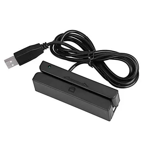 Produktbild: PUSOKEI Kreditkartenleser, USB MSR90 3-Spur Hi-Co Magnetstreifen-Kreditkarten-Swipe-Reader, POS Magstripe-Kartenleser