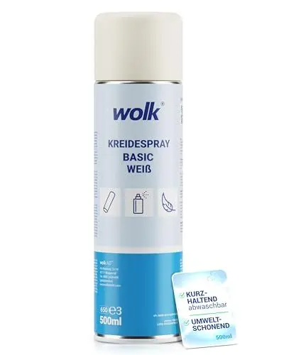 Produktbild: Kreidespray basic weiß 500 ml - kurzhaltende Bodenmarkierungen - pflanzenverträglich - wasserlöslich - temporäre Boden Markierungen - bis zu 100m Markierungsweg bei 5cm Strichbreite - Spraydose