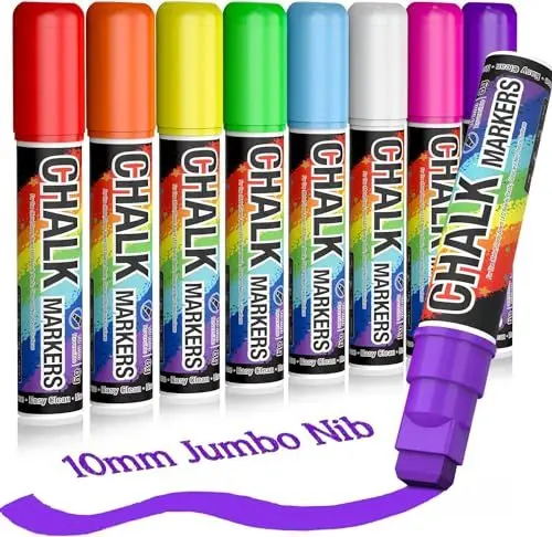 Produktbild: Kreidestifte für Tafel Abwaschbar Kreidemarker: 10MM 8 Farben Kreidestift Fensterstifte Chalk Markers Flüssigkreide Glasstift, Kreidestifte für Tafel Abwaschbar, Fenstermalstifte Tafelstifte Kreide
