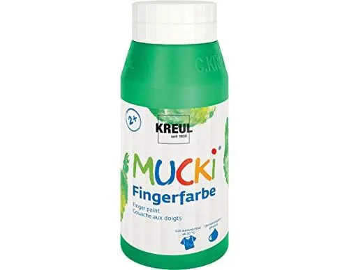 Produktbild: KREUL 23210 - Mucki leuchtkräftige Fingerfarbe, 750 ml in grün, auf Wasserbasis, parabenfrei, glutenfrei, laktosefrei und vegan, auswaschbar, vermalbar mit Pinsel, Schwamm, Spachtel und Fingern