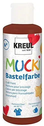 Produktbild: KREUL 24113 - Mucki Bastelfarbe für Kinder, 80 ml in braun, Kindermalfarbe auf Wasserbasis, parabenfrei, glutenfrei, laktosefrei und vegan, auswaschbar, vermalbar mit Pinsel und Schwamm