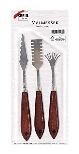 Produktbild: KREUL 41824 - Malmesser 3er Set mit Metallklingen und Holzgriffen, zum Modellieren und Spachteln, ideal für Acryl- und Ölmalerei