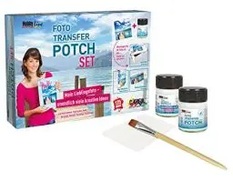 Produktbild: KREUL 49960 - Foto Transfer Potch Set, mit Potch, Überzugslack, Pinsel und Rakel, zum Übertragen von Ausdrucken, Zeitungsausschnitten und Zeitschriftenbildern auf verschiedene Untergründe