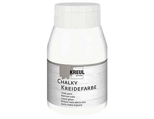 Produktbild: KREUL 75111 - Chalky Kreidefarbe, White Cotton, 500 ml Kunststoffflasche, sanft - matte Farbe, cremig deckend, schnelltrocknend, für Effekte im Used Look
