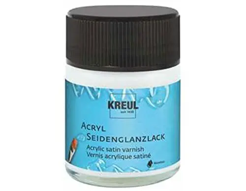 Produktbild: KREUL 79402 - Acryl Seidenglanzlack, seidenglänzend transparent,50 ml Glas, auf Wasserbasis, Schutz- und Überzugslack für durchgetrocknete Aufmalungen, bedingt witterungsbeständig, speichelecht