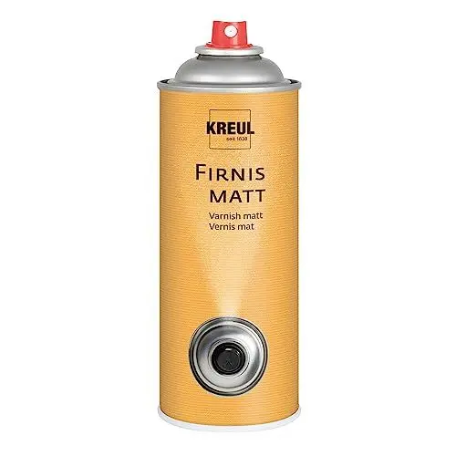 Produktbild: KREUL 833400 - Firnis matt, 400 ml Spraydose, sehr elastischer Schlussfirnis, erhöht die Haltbarkeit gegenüber äußeren Einflüssen, nicht gilbend, trocknet wasserfest