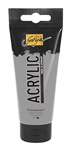 Produktbild: KREUL 84146 - Solo Goya Acrylic, 100 ml Tube in neutralgrau, cremige vielseitig einsetzbare Acrylfarbe in Studienqualität, auf Wasserbasis, schnell und matt trocknend, gut deckend, wasserfest