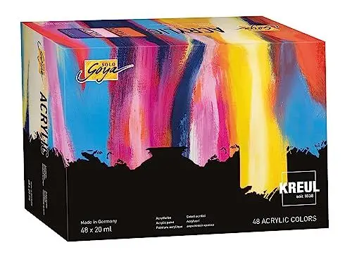 Produktbild: KREUL 84178 - Solo Goya Acrylic Set mit 48 Farben in 20 ml Tuben, Künstler-Acrylfarbe in Studienqualität, trocknet schnell und gleichmäßig matt auf, wasserfest
