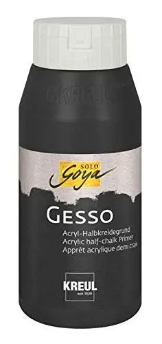 Produktbild: KREUL 85282 - SOLO GOYA Gesso schwarz, 750 ml, Grundierung von dunklen Maluntergründen auf Acryl-Halbkreidebasis, wasserfest und gut deckend
