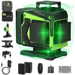 Produktbild: Kreuzlinienlaser Grün 16 Linien, 4 x 360 °Laser Wasserwaage Selbstnivellierend, Linienlaser kreuzlaser Baulaser für für Konstruktion und Ausrichtun, 2 Akkuse,Einstellbare Helligkeit，Magnetständer