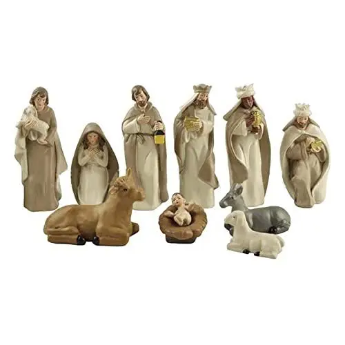 Produktbild: shizuku Krippenfiguren Holz Set | 10 Stück Christus Geburt Von Jesus Harz Ornament | Krippe Mit Harzfiguren Statue Harzhandwerk | Weihnachtsstatuen Christlich Katholisches Geschenk Religion Dekoration