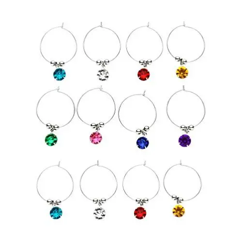 Produktbild: 16PCS Weinglas Anhänger Charms,Glas Identifikations Getränke Markierungen Glasmarkierung Wiederverwendbare Weinglas Charms für Stielgläser Weinglas Marker Party Glasflasche Dekoration