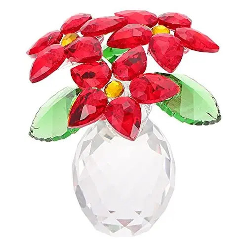 Produktbild: Kristall Miniatur Figur Poinsettia Kristall Glas Sammlerstück Weihnachtsstern Statue Figur Feng Shui Bonsai Glasblume Poinsettia deko für Weihnachten Zuhause Tischdeko