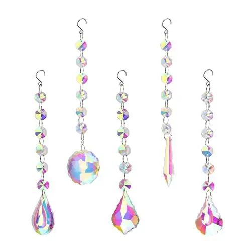 Produktbild: Kristall Sonnenfänger, KINHARD 5 Stück Hängende Kristalle Deko Anhänger, Suncatcher, Sonnenfänger Garten, für Kronleuchter, Fenster, Garten, Hochzeitsdekoration
