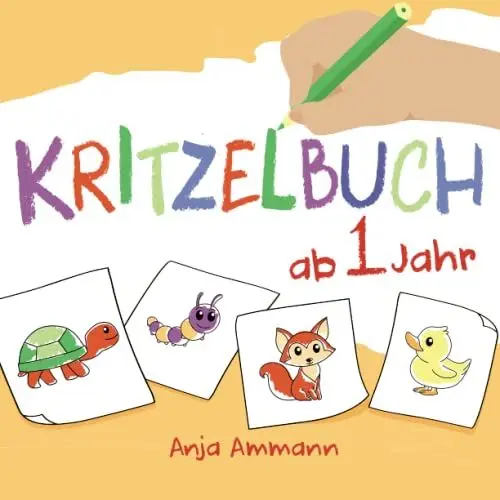 Produktbild: Kritzelbuch ab 1 Jahr: Ausmalbuch mit über 100 Seiten Malspaß und 55 süßen Motiven für Kinder im Alter von 1 Jahr, 2 Jahren oder 3 Jahren