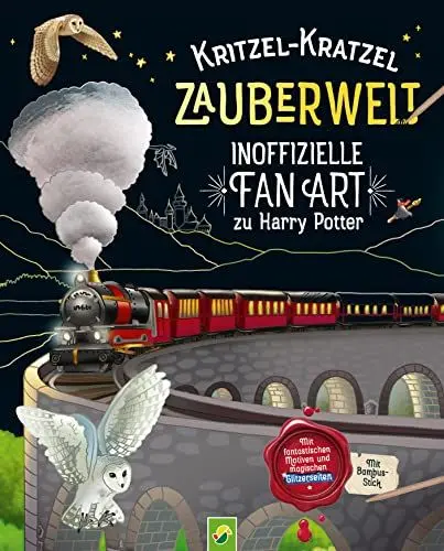Produktbild: Kritzel-Kratzel Zauberwelt • Inoffizielle Fan Art zu Harry Potter: Mit fantastischen Motiven und magischen Glitzerseiten. Mit Bambus-Stick