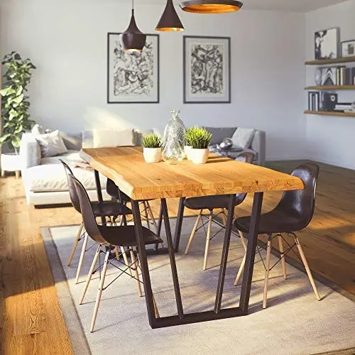 Produktbild: Krok Wood Esstisch Lisbon aus Massivholz mit Metallbeine (Buche, 160 x 100 x 75 cm)
