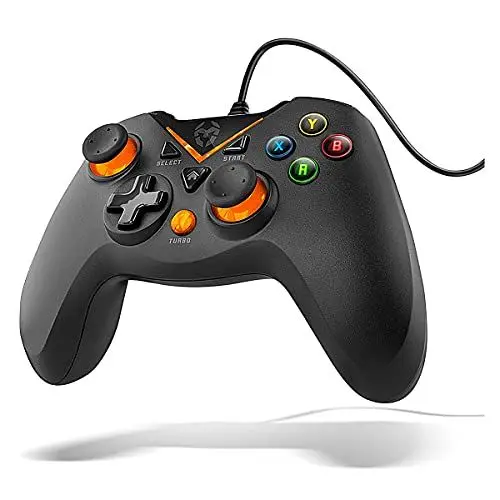 Produktbild: KROM KEY - Kabelgebundenes Gamepad, X-Eingang und Direct-Eingang, Joystick und analoge Trigger, Turbo-Funktion, kompatibel mit PC, PS3 und Android, schwarz