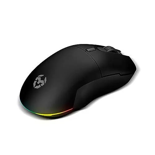 Produktbild: KROM KOMET - Kabellose RGB-Gaming-Maus, optischer Präzisionssensor Pixart PMW 3212, 8 Tasten, 5 dpi-Stufen bis zu 2400, inkl. 2,4 GHz Funkempfänger, USB, Schwarz