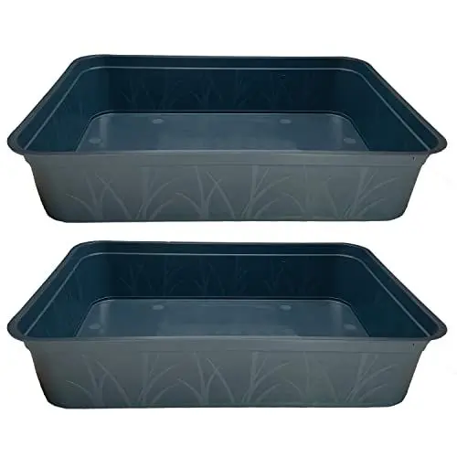 Produktbild: KRONLY 2 Stück stabile Pflanzschale ohne Bodenlöcher 38 x 28 x 8cm - Pikierschale für Pflanzen Wanne Schalen Garten Anzucht