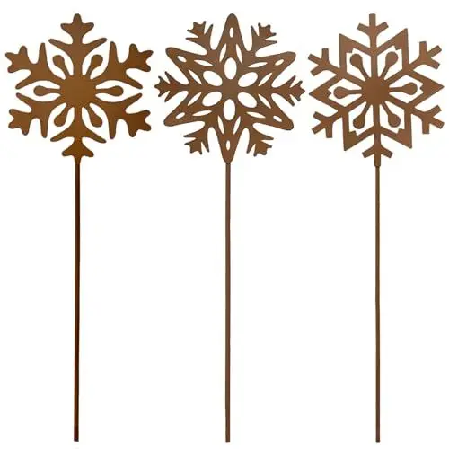 Produktbild: Gartenstecker 3 Schneeflocken Roststecker Metall Weihnachtsdeko Advent wetterfest Gartendeko Outdoor