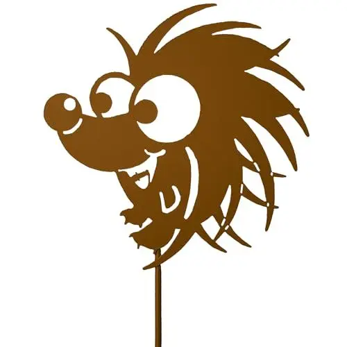 Produktbild: KRONLY Gartenstecker Lustiger Igel 34cm aus Metall Roststecker wetterfest Gartendeko Outdoor