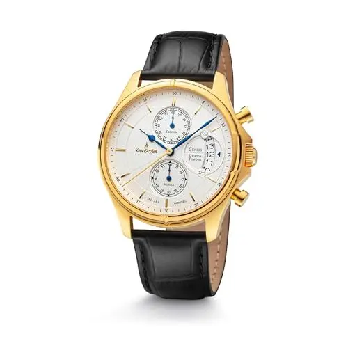 Produktbild: Kronsegler Genius Scriptor Temporis Herren Armbanduhr Chronograph Vergoldet Weiss