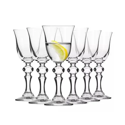 Produktbild: Krosno Vodka Shots Trinkgläser | 6er Set | 50 ml | Krista Collection | Cocktailgläser Likörglas Brandy Whisky Gin | Haus Bar Events & Küche | Spülmaschinenfestes Kristallgeschenk Set