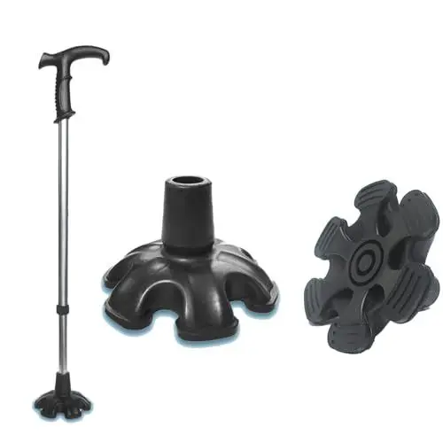Produktbild: Krückenspitzen, Gehstockspitzen 6-Säulen-Design, Rutschfester Gummi, 19 Mm, Krückenspitzen mit Gehstock, Schießstock, Wanderstockschutz, Wanderstöcke, Zwingenschutz für Sport Im Freien