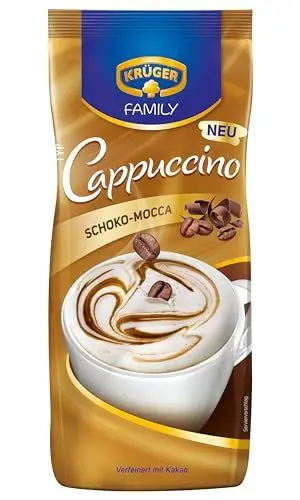 Produktbild: KRÜGER Family Cappuccino Schoko Mocca, aromatisiertes Getränkepulver mit löslichem Bohnenkaffee, koffeinhaltig, 500 g Beutel