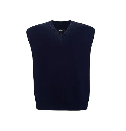 Produktbild: Krumba Herren Pullover Weste für ÜberGröße: Hoch Groß V Ausschnitt StRücken Ärmellos Baumwolle Pullunder Marine 2XL