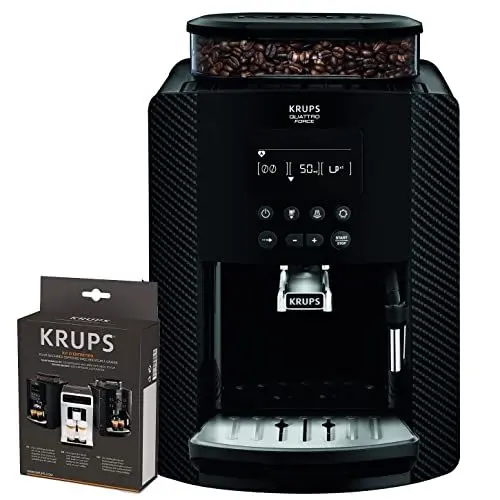 Produktbild: Krups Arabica EA817K Kaffeevollautomat mit Milchaufschäumdüse 1450 Watt, 15 Bar + Reinigungs- und Pflegeset, Direktwahltasten für Espresso und Kaffee, Extra großes Display, 1,7L, 2-Tassen-Funktion