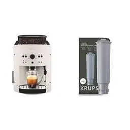 Produktbild: Krups EA8105 Kaffeevollautomat, automatische Reinigung, 2-Tassen-Funktion, Kaffeeautomat in weiß & F 088 01 Wasserfilter f. alle Orchestro-Modelle Espresso-/Kaffeemaschinenzubehör