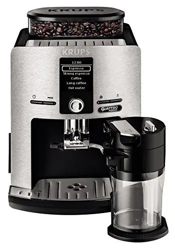 Produktbild: Krups EA82FD Kaffeevollautomat Latt'Espress Quattro Force mit Aluminiumfront, One-Touch Funktion, Milchbehälter, 1,7 L, 15 Bar, 1450 W, aluminium/schwarz