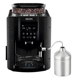 Produktbild: Krups Essential Kaffeevollautomat mit Milchschlauch, 2-Tassen-Funktion, LCD-Display, Einfache Reinigung, Kaffeemaschine, TÜV-Siegel, Schwarz, EA816031
