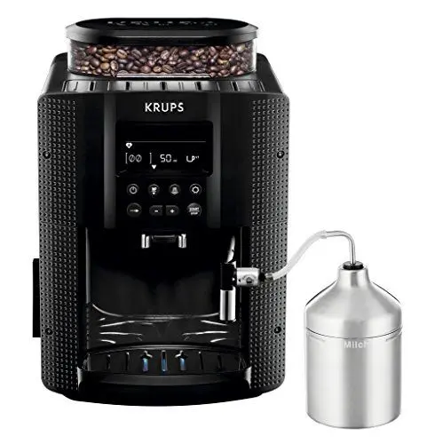 Produktbild: Krups Essential Kaffeevollautomat mit Milchschlauch, 2-Tassen-Funktion, LCD-Display, Einfache Reinigung, Kaffeemaschine, TÜV-Siegel, Schwarz, EA816031
